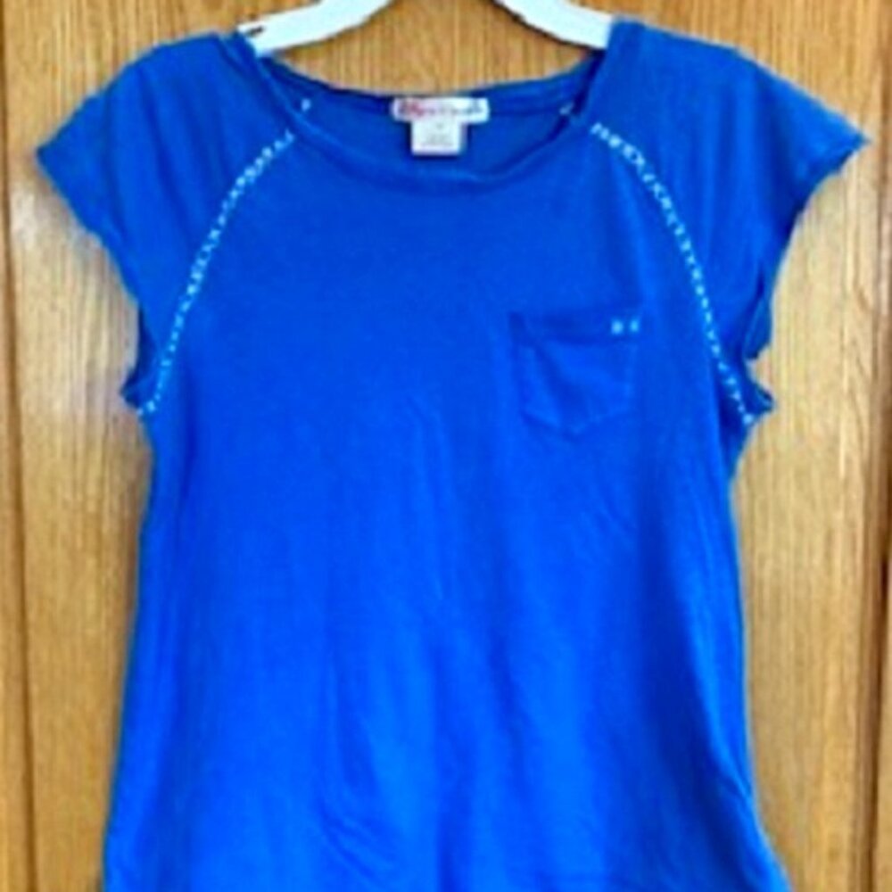 Ragdoll & Rockets Girls' Cotton Blue T-Shirt Handmade Stitch Sz: 14